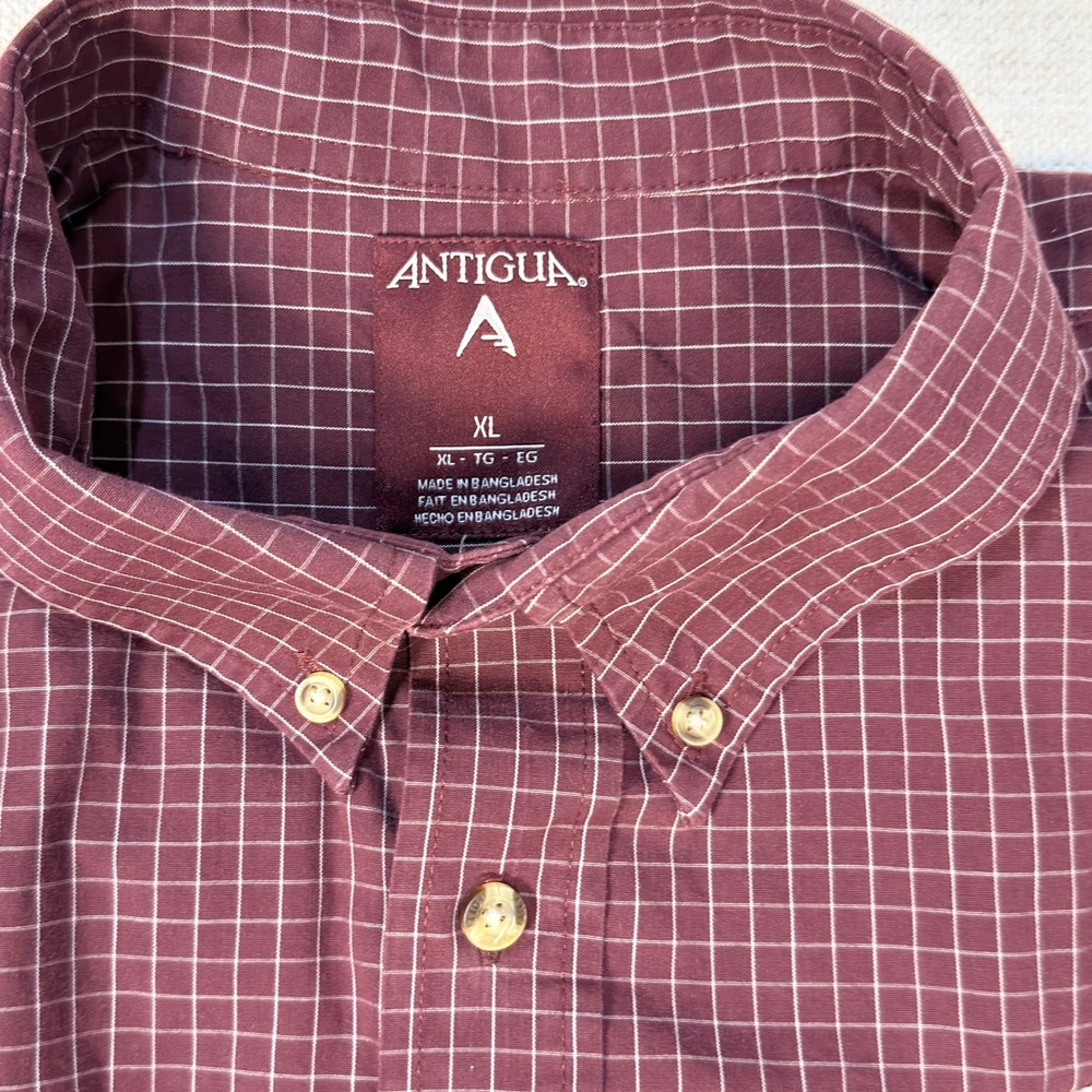 Antigua Texas A&M Aggies Button Down Shirt XL Grid Pattern Maroon - Picture 4 of 5
